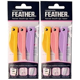 Feather Flamingo Facial Touch-up Razor (3 Razors X 2 Pack)