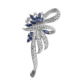 GFM® Vintage Style Brooch with Sparkly Diamantes (A10-Silver Tone)(BRCH-XZ61-A10-CH-NL)