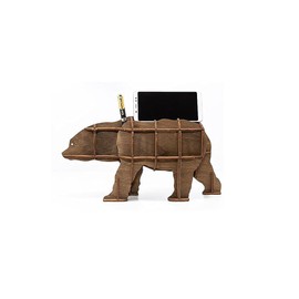 EWA Eco Wood Art Bear (Brown) 3D Wooden Puzzle for Teenagers and Adults Desktop Organiser Bear (Brown) - DIY Construction Kit, Self Assembly, No Glue Required, 26 Pieces