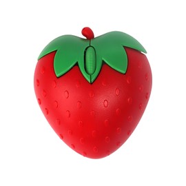 Mouse inalámbrico Bluetooth con forma de fresa 2.4 GHz y Bluetooth 1000 DPI, mouse óptico para computadora con receptor USB para PC, laptop, regalo para niños y adultos (rojo)
