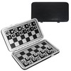 Pocket Chess Set with Black PU Leather Case, Portable Foldable