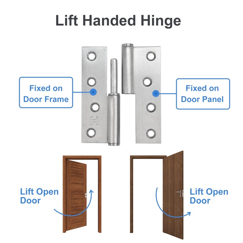 6 Pack Lift Off Door Hinges 4", Heavy Duty Stainless