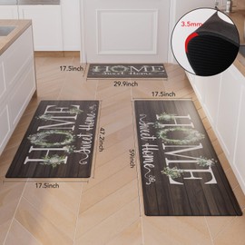 XLHOMO Home Kitchen Runner Rugs of 3, Non Slip Cushioned Kitchen Mats for Floor Waterproof Comfort Kitchen Rugs and Mats Farmhouse Chef Mats Floor Carpet for Sink,Laundry Room