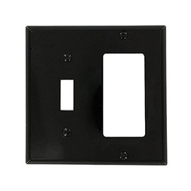 Leviton 2-Gang 1-Toggle 1-Decora/GFCI Device Combination Wallplate, 80707-E, Black
