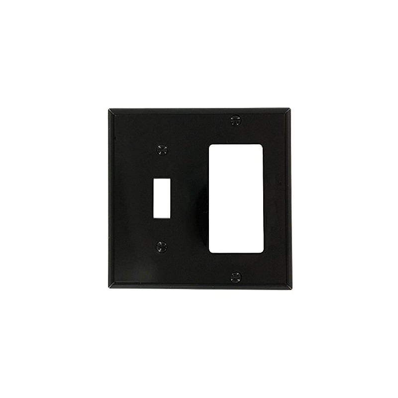Leviton 2-Gang 1-Toggle 1-Decora/GFCI Device Combination Wallplate, 80707-E, Black