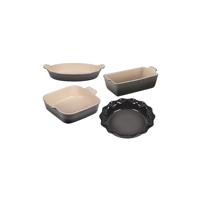 Le Creuset Stoneware 4 PC Heritage Bakeware Set, Oyster