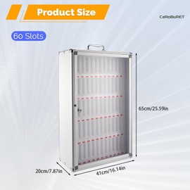 CeRaBuRET Aluminum Alloy Silver Storage Cabinet for Cell Phones, Wall-Mounted with A Locked, Mobile Storage Cabinet Can Be Carried by Hand (60 Slots), 16.14 * 7.87 * 25.59 in