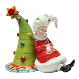 3.63 Inch Mrs. Claus Leaning Against Christmas Tree Salt and Pepper