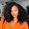 Kinky Curly Half Wig Human Hair 200 Density 3 In
