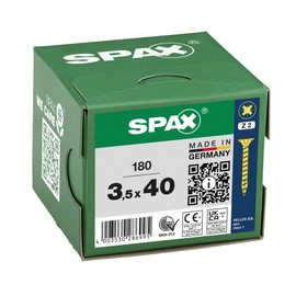 SPAX Universal Screw, 3.5 x 40 mm, Pack of 180, Fully Threaded, Countersunk Head, Phillips Z2, 4CUT, Yellox - 8000000286995