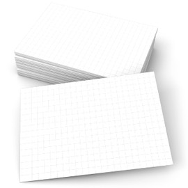 321Done Grid Index Cards (Set of 50) 4" x 6", Graph-Ruled 0.25" Double-Sided, Thick Cardstock, Made in The USA, White