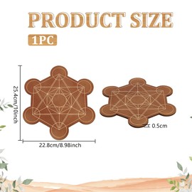 FINGERINSPIRE Wooden Crystal Grid Board 10inches Diameter Hexagon Metatron's Cube Crystal Grid Board Sacred Geometry Energy Crystal Grid Kit for Witchcraft Ritual Sacred Space Decor