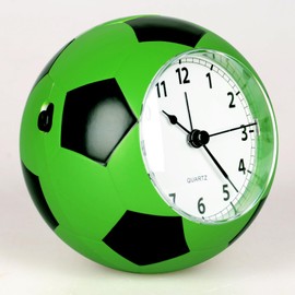 CYMNER Energetic Soccer Ball Shaped Alarm Clock with Transparent Face, Silent Quartz Movement, and Dual Alarm Options