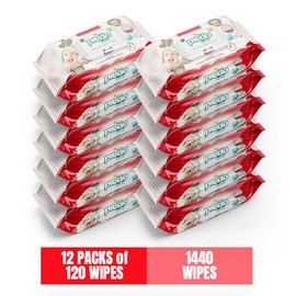 Predo Baby Wipes, 12 Packs, 1440 Wipes, Aloe, Vitamin E and Vitamin B5