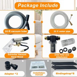 Shop Vac Extractor Kit(50 FT Water line) Extractor Vacuum Hose Kit with Wand and Hose for Upholstery, Carpet Cleaning & Auto Detailing Shop Vacuum with10 FT Vacuum Hose & Adapter