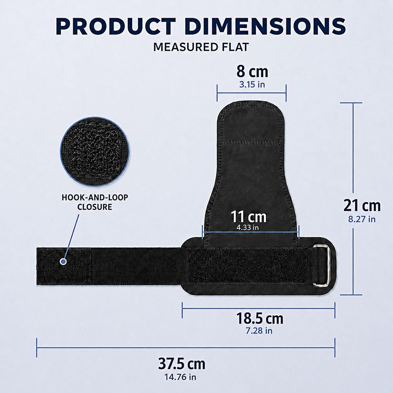 Weight Lifting Straps with 3mm Double-Layer Cowhide Palm Grips, Black