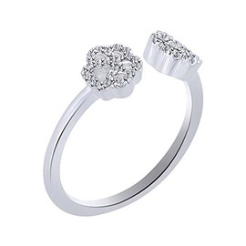 Round Shape (0.13 Cttw) White Natural Diamond Paw Engagement Ring In 14K White Gold Over Sterling Silver, Ring Size: 7