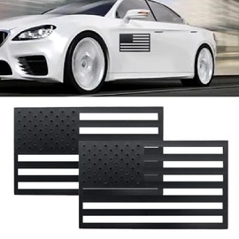 1 Pack 2 Pcs American Flag Emblem Decal Stickers,Rectangular Flag 5" X 3" Black 3D American Flag Stickers Fits for Car, Truck,Motorcycle, SUV, Laptop