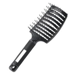 Professional Hair Brush, Curved Vented Design for Quick Blow Drying, Suitable for Women and Men, Paddle Detangling Brush for Wet & Dry, Curly, Thick & Straight Hair (Black-Nylon)