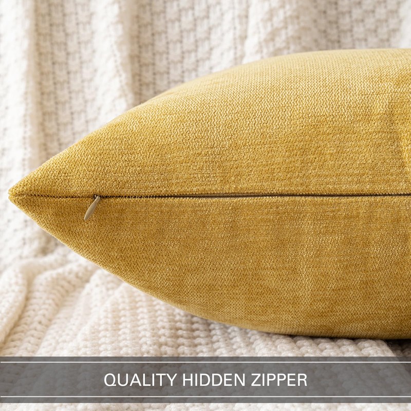 MIULEE Pack of 2 Mustard Yellow Decorative Pillow Covers 20X20