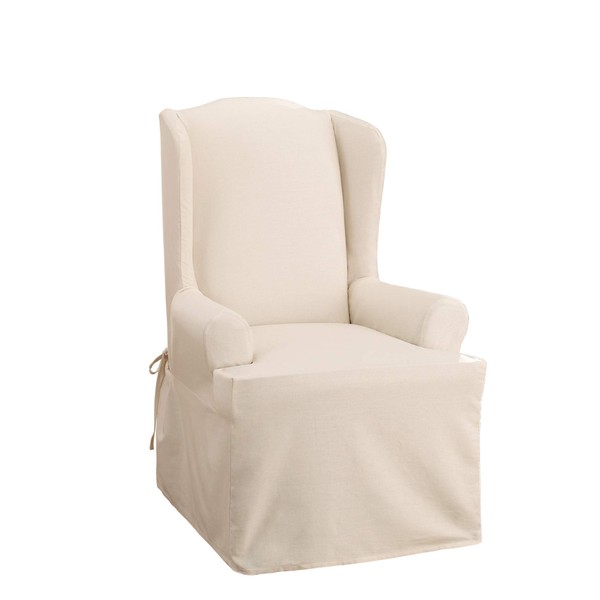SureFit Duck 1 Piece Wing Chair Slipcover in Natural