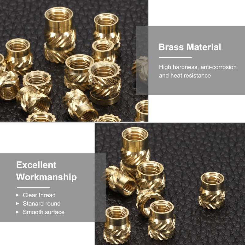 sourcing map 50pcs M4 Threaded Inserts Brass Heat Set Insert