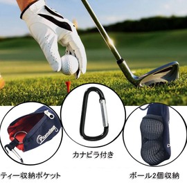 Sitengle Golf Ball Case for 2 with Carabiner Golf Tee Storage Golf Ball Holder Lightweight (Black)