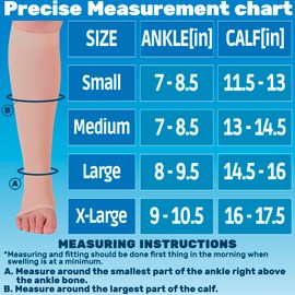 ABSOLUTE SUPPORT (3 Pairs) Toeless Graduated Support Opaque Compression Knee High Socks for Women and Men 20-30mmHg | For Varicose Veins, Pregnancy, Edema - Open Toe - Beige, X-Large - A511BE4-3
