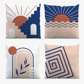 AIBIIN Bohemian Cushion Covers 45 x 45 cm Set of 4 Modern Minimalism Cushion Cover Boho Style Pattern Super Soft Velour for Sofa Couch Office Bedroom Decorations