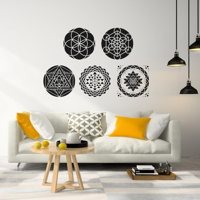 Sacred Geometry Stencil 8x8inch Reusable Hexagon Mandala Stencils Metatron's Cube/The