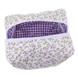 Healvian Portable Flower Print Makeup Bag Reusable Zipper Pouch for Travel Lightweight Cosmetic Organizer for Women for Storing Keys Coins and Toiletries