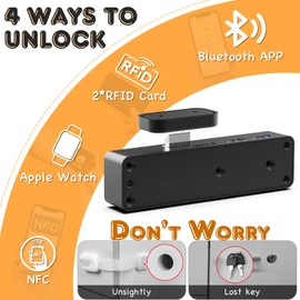 Eseesmart Smart Cabinet Lock, Hidden Magnetic Bluetooth RFID Keyless Drawer Lock, Baby Proofing Child Safety Cabinet Locks for Liquor File Cabinet Cupboard Desk Dresser Adults Black