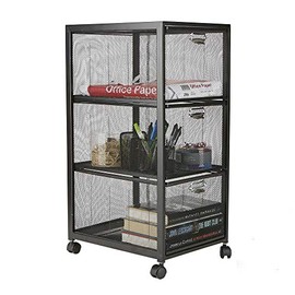 Mind Reader Rolling File Cabinet 3 Drawer Cart, Black