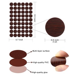 540 Pieces Hole Covers Stickers, Adhesive PVC Cover Caps, 10 Sheets Textured Furniture Stickers in 10 Colors for Cabinets, Bookcase, Desk, Countersunk Screws, Cam Lock (Mixed Color)