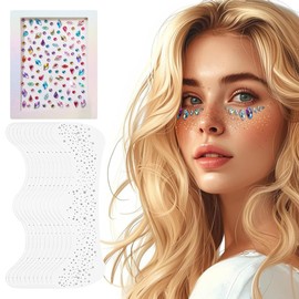 12 PCS Glitter Freckles Face Tattoo Temporary, Waterproof Sparkle Freckles Freckle Tattoo with 1 Sheet Face Gems Jewels Rhinestone Stickers (Silver)