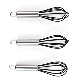 Hair Color Whisk - Set of 3 - Hair Color Mixer - Silicone with Stainless Steel Handle - Salon Hair Wisk - Color Whisk - Hair Whisk Color Mixer - Hair Dye Whisk - Color Wisk