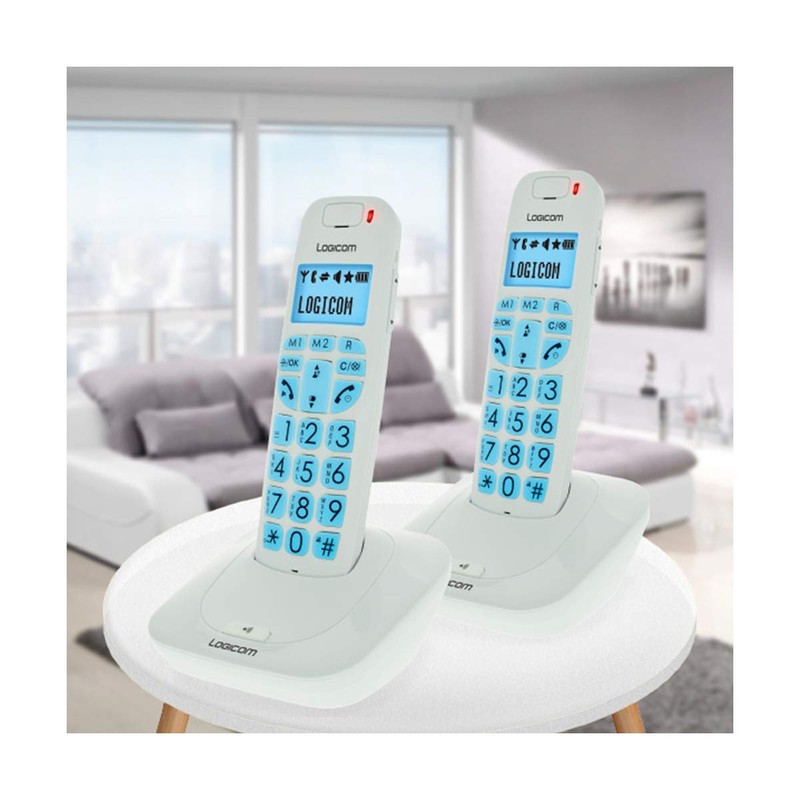 LOGICOM Comfort 250 Duo Cordless Phones Touch Screen White