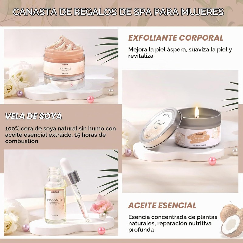 Set de Regalo de Baño y Cuidado Corporal de Coco