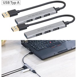 PEARL USB Multiple: Set of 2 USB Hub with 4 Ports, 1x USB 3.0, 3x USB 2.0, up to 5 Gbit/s (4x USB Hub, Pasive 4-Port USB Hub, Hard Drive Adapter)