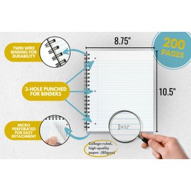 My Gypsie Life Spiral Notebooks For Work 4 Pack With Motivational Quotes, College Ruled - 200 Pages, Premium Quality Paper, Twin-Wire Binding - Ideal Office, Home, and School Journals - 8.75" x 10.5"