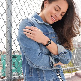 Armitron Women's 75/2447 Diamond-Accented Leather Strap Watch