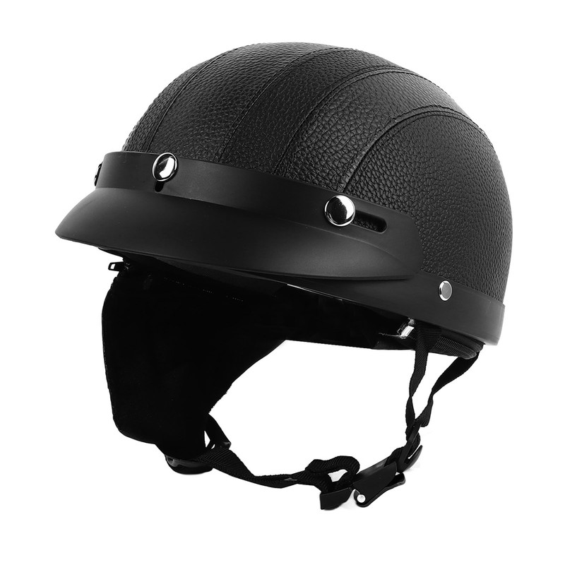 Half Helmet Breathable Sun Blocking Retro Safe PU Leather Motorcycle
