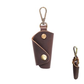 PTGMH Leather Key Organizer Key Holder with Keychain Leather Car Key Cover with Snaps Compact and Stylish Key Pouch