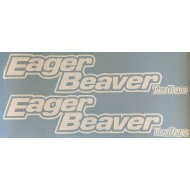 Eager Beaver Trailers Replacement Stickers 24”(Set Of 2) White Decals Logo Equip