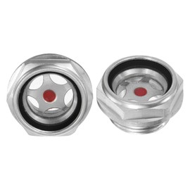 M METERXITY 2-Pack Air Compressor Oil Sight Glass, M24 x 1.5mm Glass No Leak Hex Oil Liquid Level Gauge Fittings W O-Ring for Air Compressor/Pump/Tank Sight Plug Window