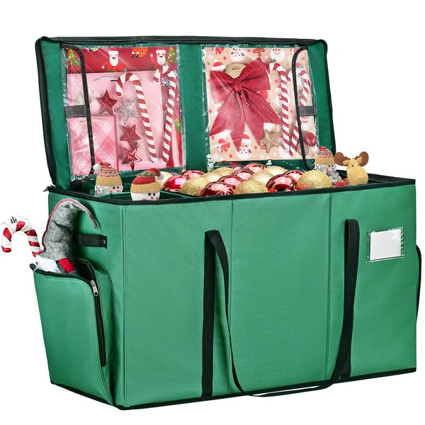 Irrantan 2-in-1 Christmas Ornament Storage Box & Xmas Figurine Container,
