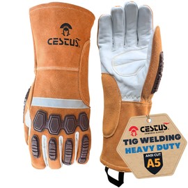 Cestus Weldtech Pro, Premium Heavy Duty Welding Gloves, MIG/TIG Welding Gloves, Cut Resistant, Gauntlet Cuff, EN388 3X43EP (Medium)
