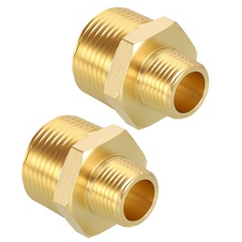 Kozelo Pack of 2, 3/4" NPT Male to 3/8" NPT Male Solid Brass Hose Fittings Adapter