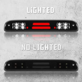 High Mount Third 3rd Brake Light LED Compatible with 1999-2016 Ford F250 F350 F450 F550 Super Duty, 1993-2011 Ford Ranger High Mount Rear Cab Brake Lights Assembly Two Rows (Black Smoke)