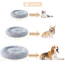 WNPETHOME Calming Dog Bed & Cat Bed, Anti-Anxiety Donut Small Dog Bed, Fluffy Faux Fur Cat Cushion Dog Bed for Small Dogs and Cats (20"/24"/27"/30")